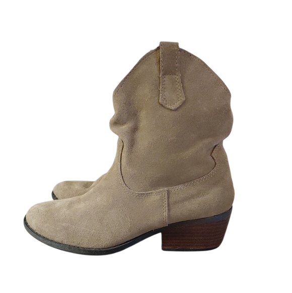 White Mountain Slammin Western Ankle Boots Tan Suede Shortie Cowgirl Boots Sz 6 - Picture 5 of 10